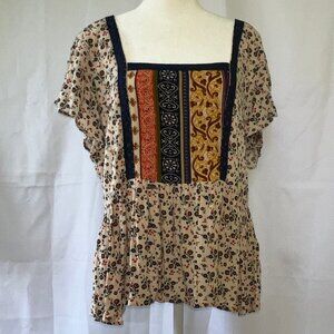 Maurices Multi-Floral Smocked Peplum Top